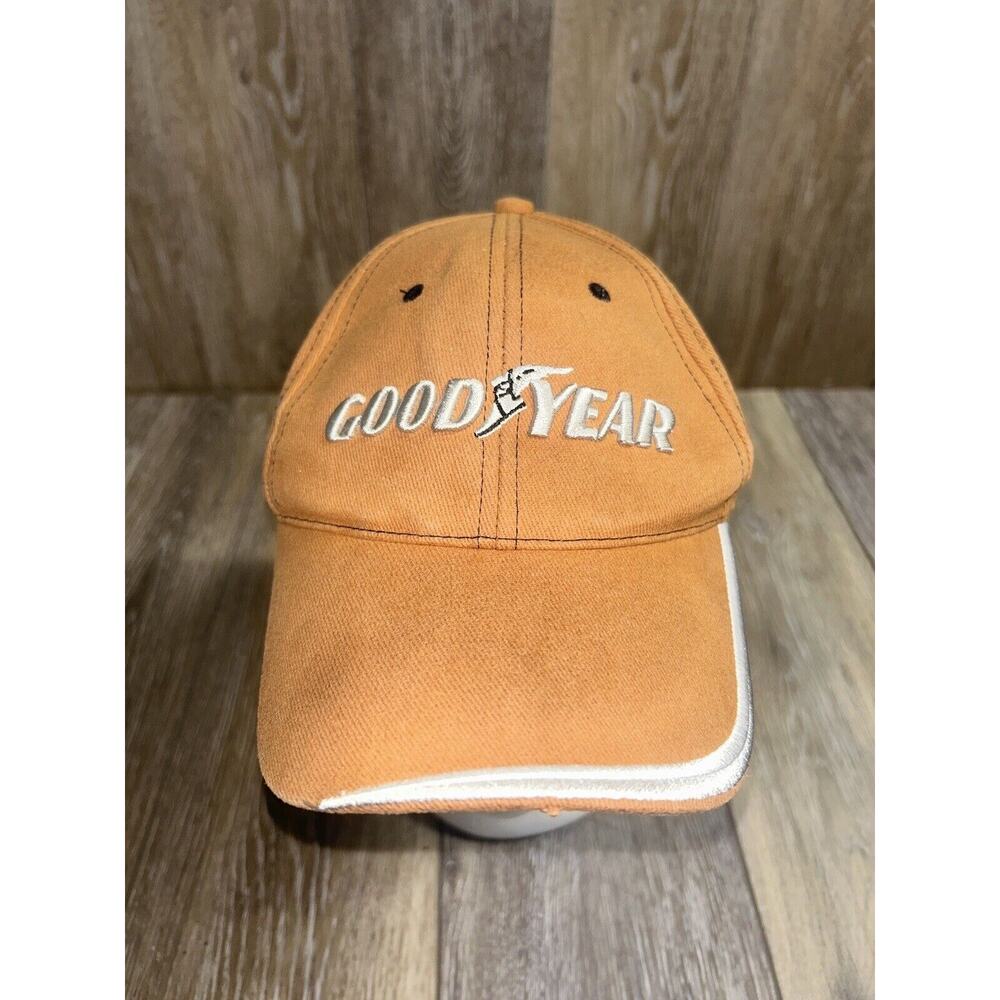 Goodyear Racing Kaman 1999 VTG Hat Cap Orange Snapback NASCAR Triple Autographed